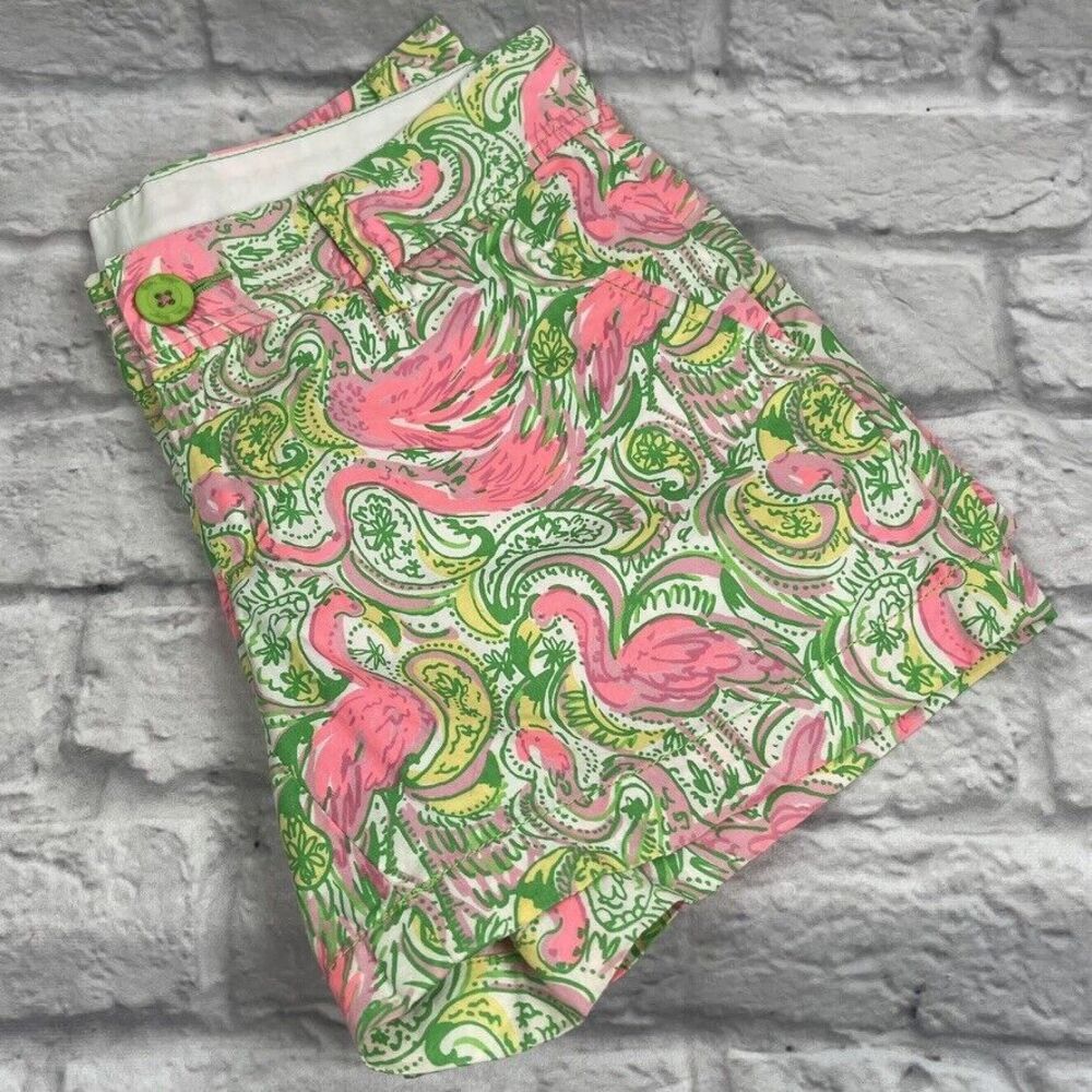 Lilly Pulitzer The Callahan Short Pink Flamingo Hot Wings Women's 0 Paisley